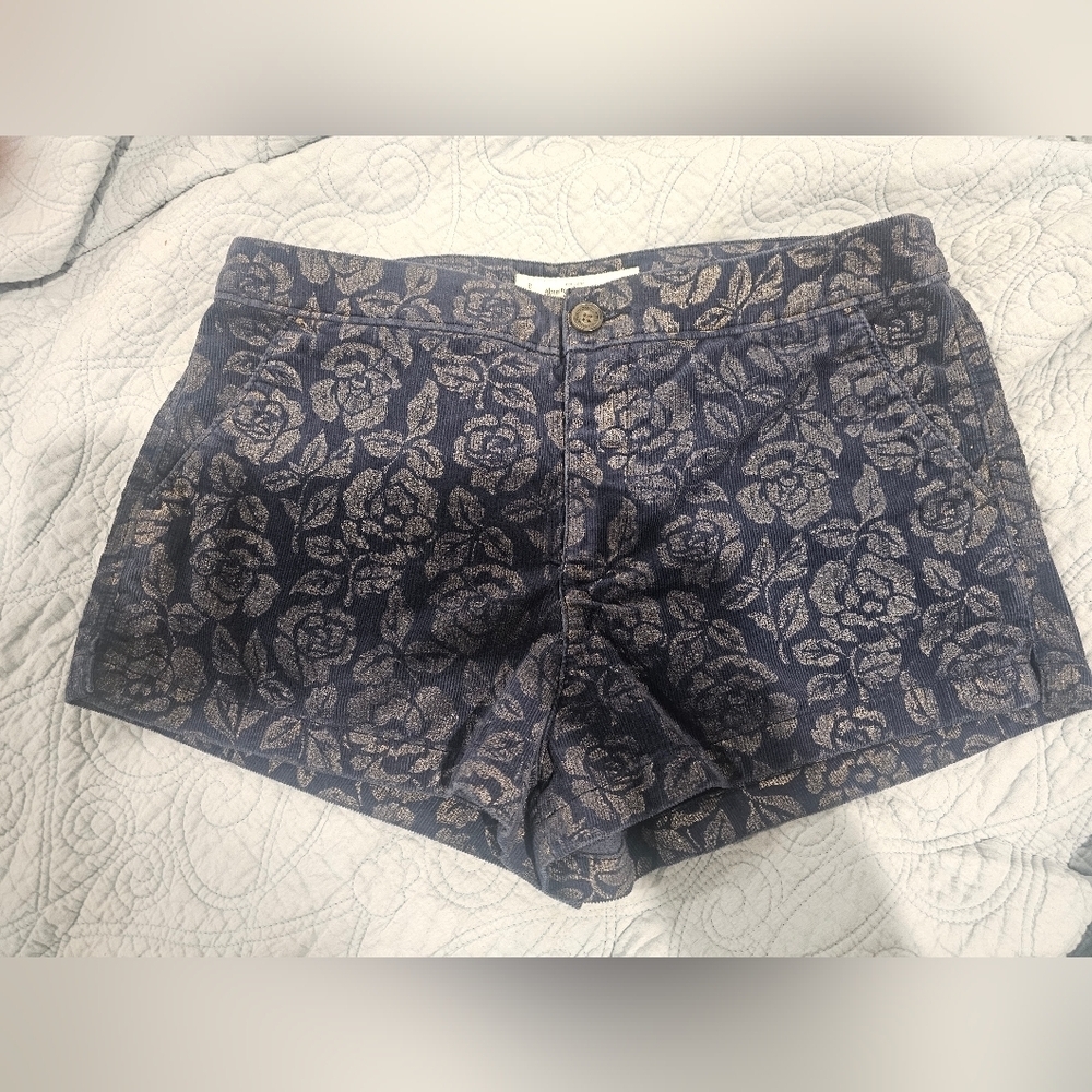 Abercrombie & Fitch Navy Floral Jacquard Jean Shorts